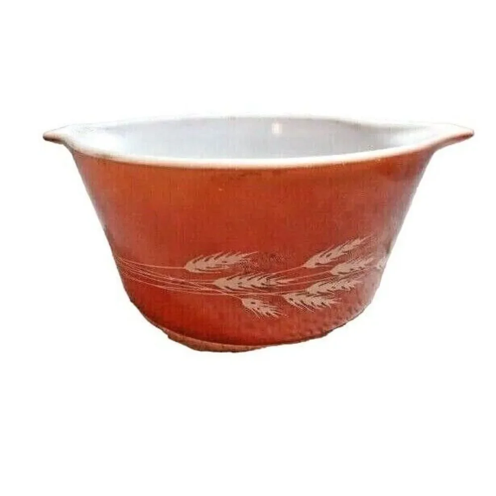 Vintage Pyrex Autumn Harvest Wheat Casserole Bowl 473-B 1-Qt Rust Color No Lid